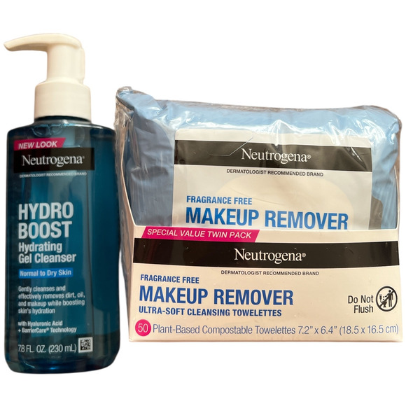 Lot 4 Neutrogena Hydro Boost Gel Cleanser Face Wash+Makeup Wipes+Patch - Picture 2 of 6